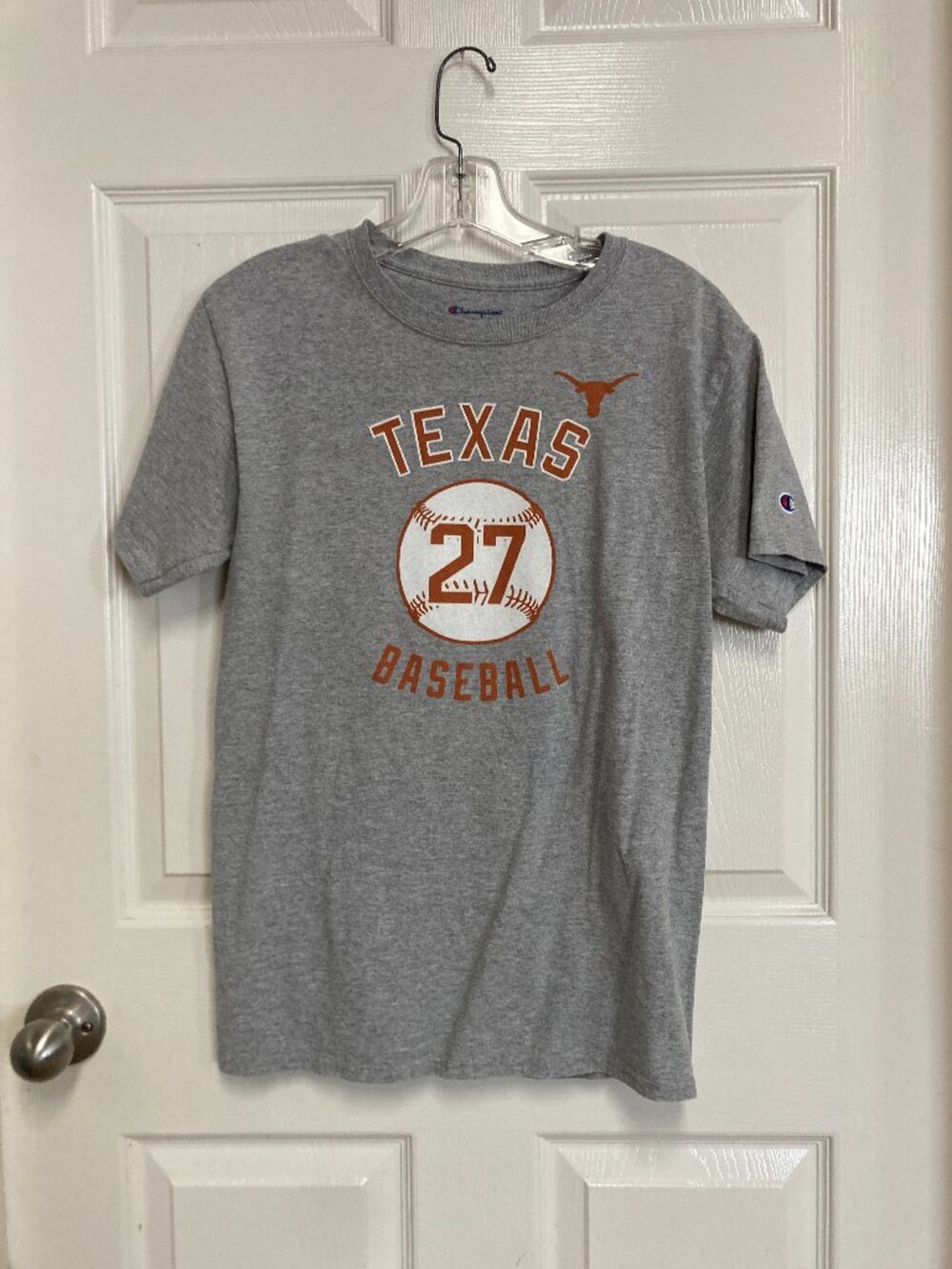 Champion University of Texas Baseball #27 O'DOWD Shirt Grey size small men's